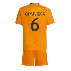 Real Madrid Eduardo Camavinga #6 Dětské Venkovní dres komplet 2024-25 Krátký Rukáv (+ trenýrky)